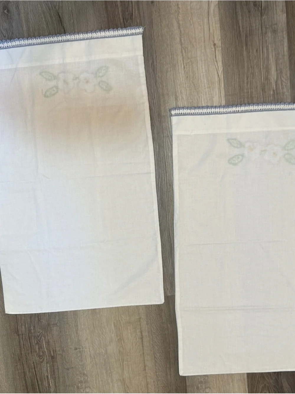 Vintage Embroidered Blue Flower Cotton Linen Pillow Cases